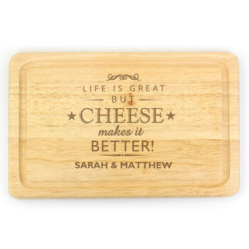 Personalised Cheese Makes Life Better Wood Cheeseboard, 2 of 2