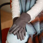 Suede Touch Screen Gloves With Knitted Cuff, thumbnail 2 of 6