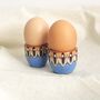 Pair Of Stoneware Egg Cups In Sky Blue Colour, thumbnail 1 of 4