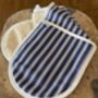 Florence Navy Stripe Cotton Linen Double Oven Gloves, thumbnail 1 of 2