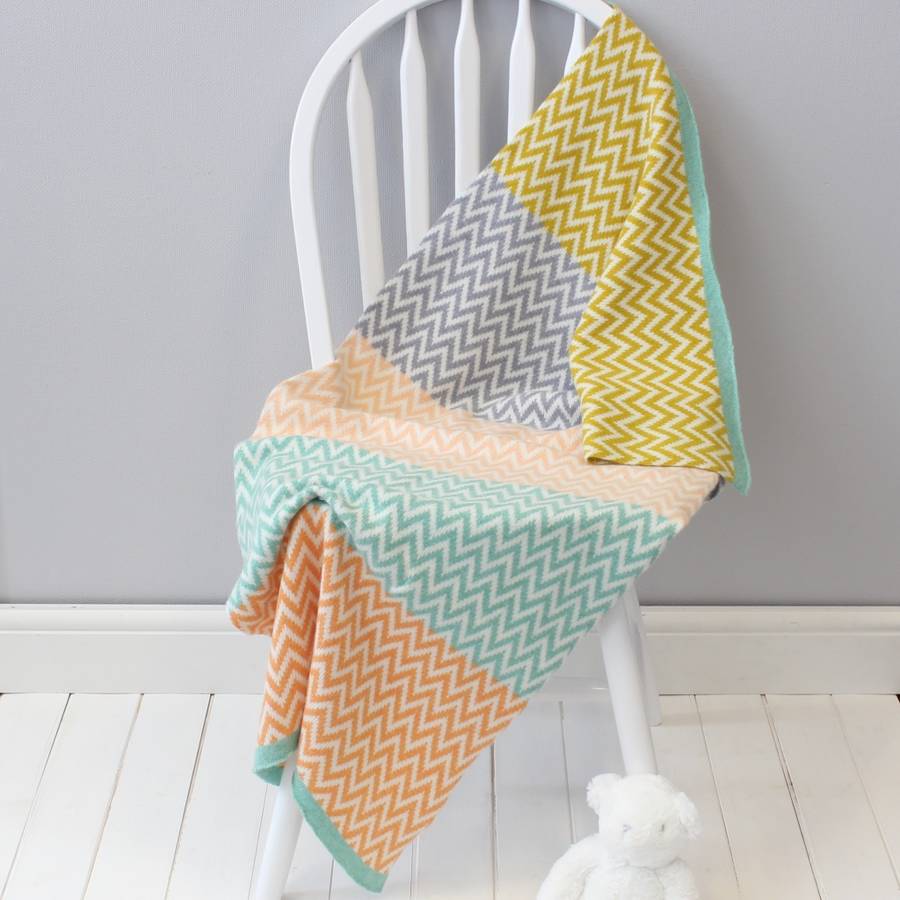 Geometric Multi Colour Baby Blanket By Gabrielle Vary Knitwear