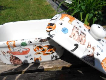Lidded Butterdish In Cats And Kittens Design, 5 of 7