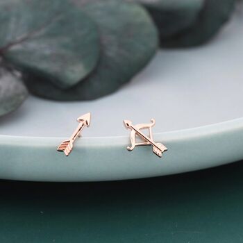 Mismatched Bow And Arrow Stud Earrings In Sterling Silver, 6 of 12