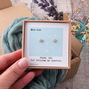 Children's Zirconia Star Earrings In White Gold - Foto 7