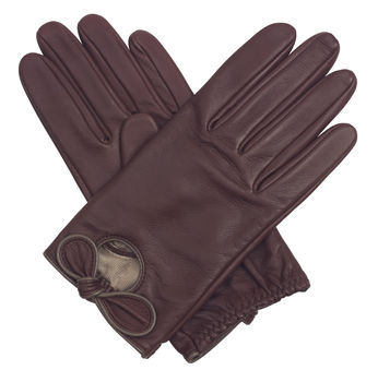 Vesper. Women's Silk Lined Leather Glove With Bow, 2 of 5