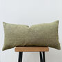 Green Textured Linen Cushion Lumbar, thumbnail 2 of 5