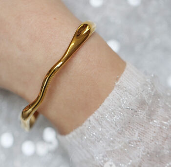 Wavy Gold Cuff Bangle, 2 of 8