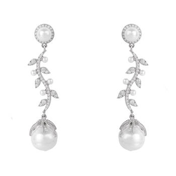 Baroque Pearl Trailing Flowers Plated Silver Earrings, 3 of 7