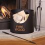 Traditional Fire Wood Bucket With Tools, thumbnail 1 of 7