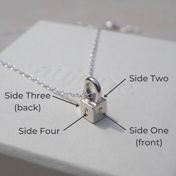 Personalised Hand Stamped Dainty Cube Initial Necklace, 10 of 12