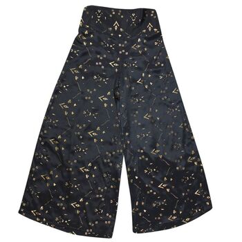 'Ziggy' Black And Gold Small Geo Print Viscose Palazzo Trousers, 5 of 5