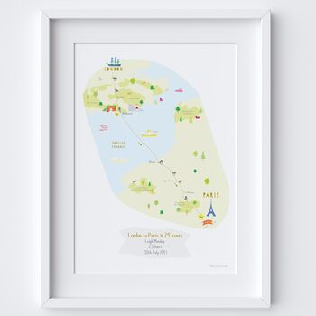 London To Paris Cycle Route Map Art Print, 2 of 3