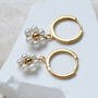 Gold Plated Pearl Daisy Hoop Earrings, thumbnail 2 of 4