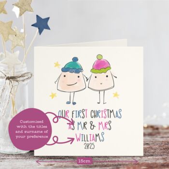 First Christmas As A Married Couple Fun Xmas Card, 4 of 4