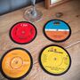 Set Of Four Vinyl Record Drink Coasters Decades 60's 70's 80's 90's 2000's Eighties Noughties Mats Retro Steam Punk Upcycled, thumbnail 8 of 12