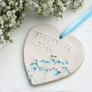 Floral Something Blue Hanging Heart, 5 of 6