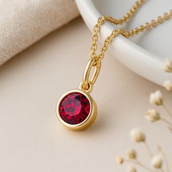 Personalised Gold Plated Sterling Silver July Birthstone Ruby Pendant Necklace, 2 of 9