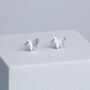 Brushed Sterling Silver Butterfly Stud Earrings, thumbnail 1 of 6