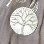 Navy Mulberry Tree Of Life Scarf And Magnetic Brooch, thumbnail 3 of 5