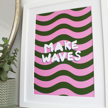 'Make Waves' Wavy Typography Art Print, 2 of 2