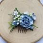 Dusty Blue And White Flower Hair Comb, thumbnail 4 of 4
