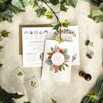 Tropical Folded Wedding Invitation Suite, 2 of 9