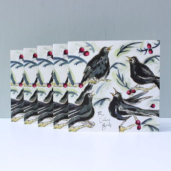 Four Calling Birds Christmas Card Pack Of Six, 3 of 4