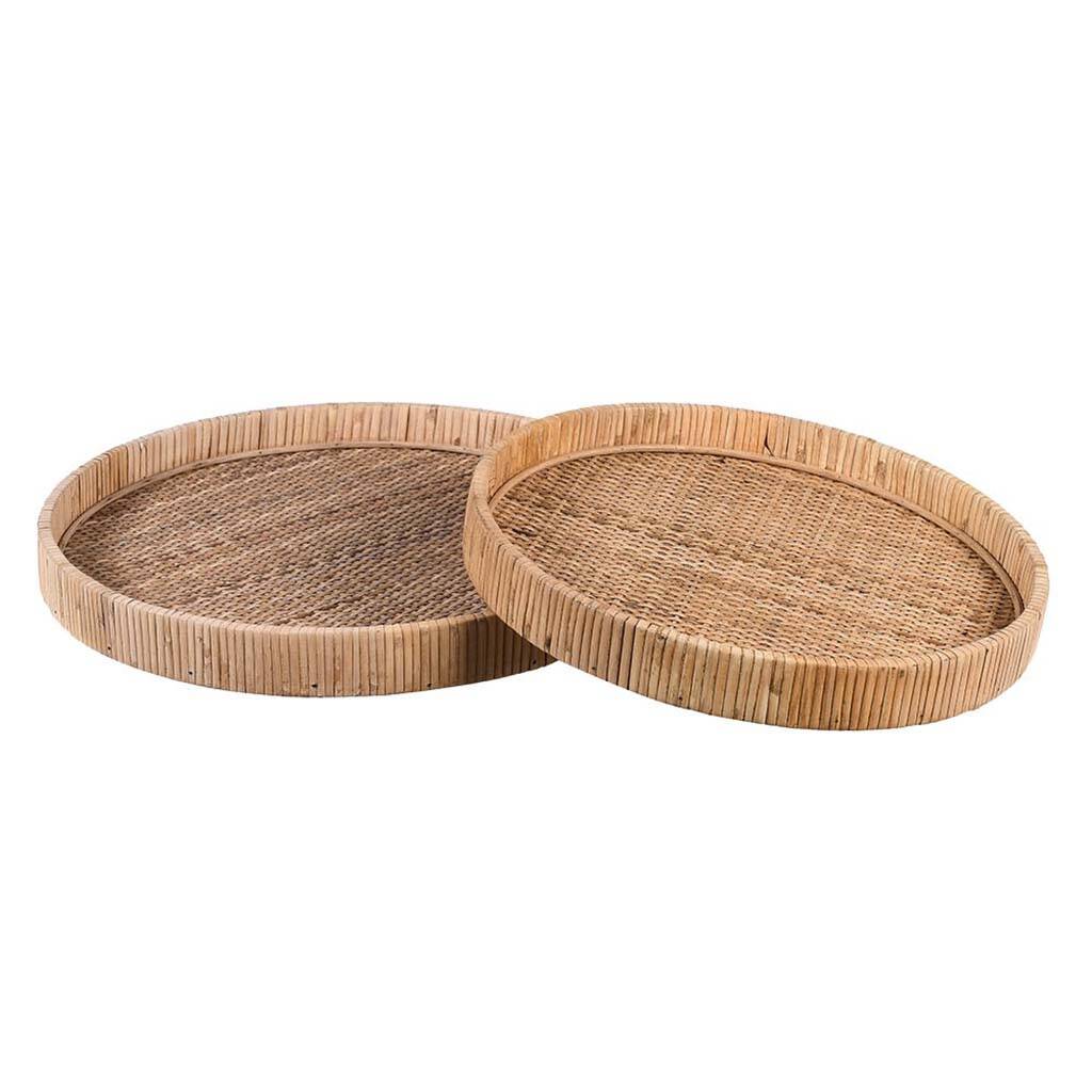 Set Of Two Woven Rattan Serving Trays By Dibor