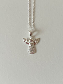 Sterling Silver Filigree Angel Pendant Necklace, 8 of 9