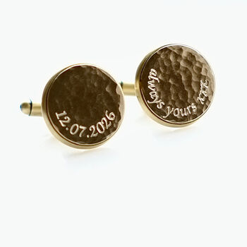 Personalised Curve Engraved Bronze And Copper Cufflinks, 5 of 11