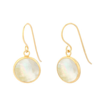 18ct Gold Plated Mother Of Pearl Drop Earrings, 3 of 7