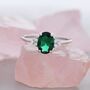 Emerald Green Cz Oval Ring In Sterling Silver, thumbnail 8 of 12