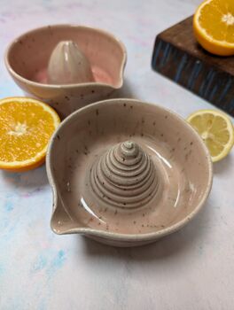 Handmade Ceramic Lemon Squeezer Pink Speckles, 3 of 6