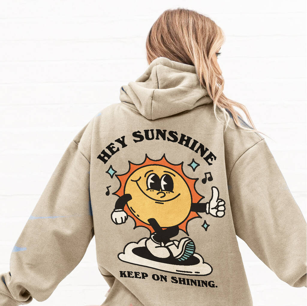 'Hey Sunshine' Retro Graphic Hoodie In Full Colour, 1 of 8