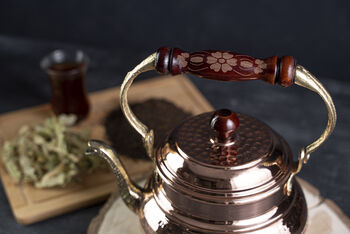 Handmade Hammered Copper Teapot For Stovetop, Solid Copper Kettle Tin Lined Inside, 4 of 8