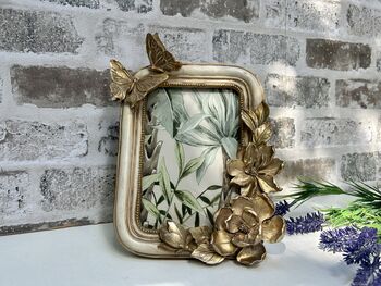 Cream And Gold Butterfly Photo Frame – 6x4 Inch Portrait, 3 of 10