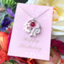 Sterling Silver Birthstone And Flower Necklace, thumbnail 10 of 11