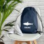 Kids Personalised Shark Drawstring Bag, thumbnail 2 of 7