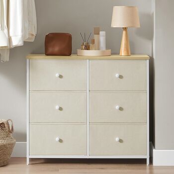 Chest Of Drawers Six Fabric Drawer Storage Dresser, 3 of 12