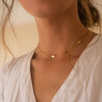 Dainty 18k Gold Or Silver Star Choker, 7 of 8
