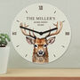 Personalised Watercolour Stag Wooden Clock – Christmas Gift, thumbnail 2 of 4
