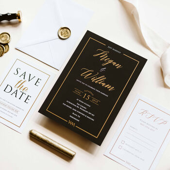 Black And Gold Lux Wedding Invitations, 2 of 7