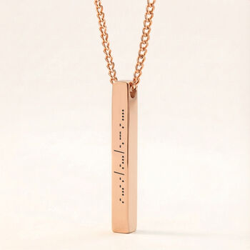 Morse Code Necklace Personalised Four Sided Bar Pendant, 5 of 10