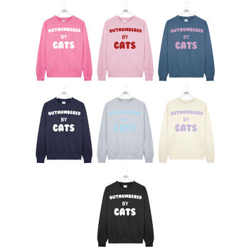 Outnumbered By Cats Womens Sweatshirt Jumper, 3 of 7