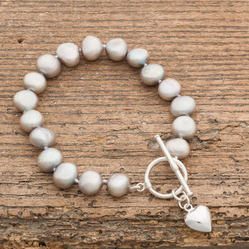 Freshwater Pearl Bracelet With Silver Heart, 8 of 8