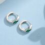 Tiny Rhombus Emerald Green Cz Huggie Hoop In Sterling Silver, thumbnail 7 of 12
