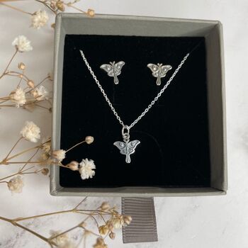 Sterling Silver Luna Moth Jewellery Set, 9 of 10