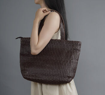 Leather Hand Woven Leather Bag Oversize, 3 of 12