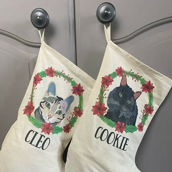 Personalised Christmas Stocking For Cat Lovers, 2 of 12