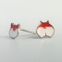 Sterling Silver Asymmetrical Corgi Stud Earrings, thumbnail 2 of 4